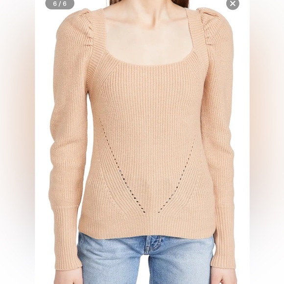 WAFY Leland Tie Back Puff Sleeve Sweater - Picture 1 of 8